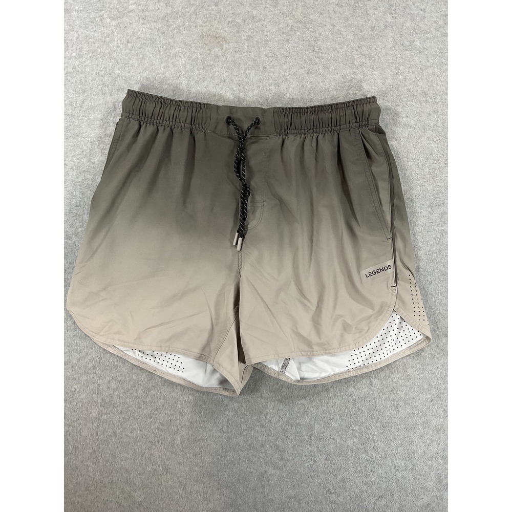 Legends Relay Shorts Mens Large Grey Tan Ombre Gradient 5 Inch Inseam 2719